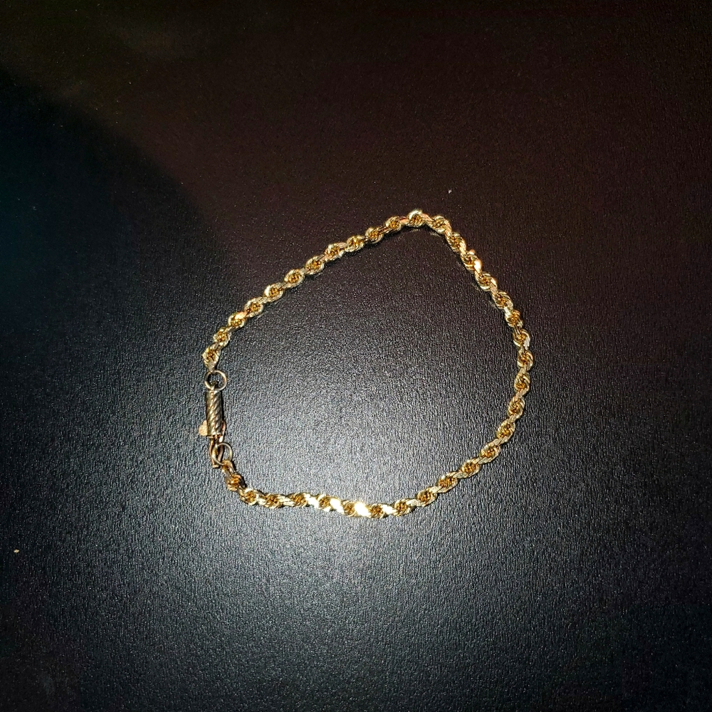 New 3mm 14K Yellow Gold Rope Bracelet